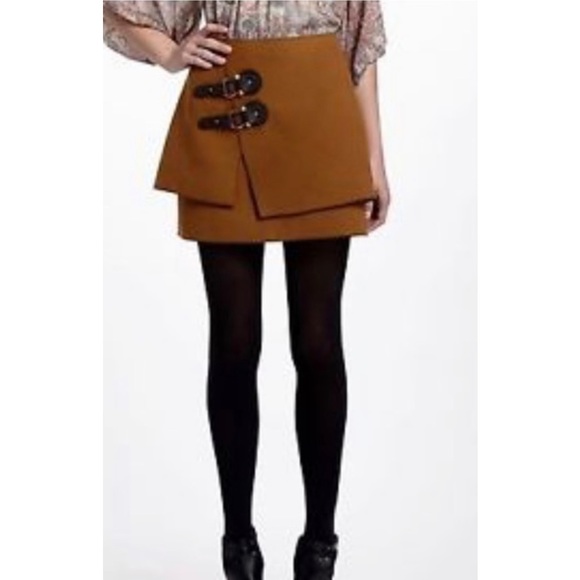Anthropologie Meadow Rue Brown Felt Mini skirt - Picture 1 of 11